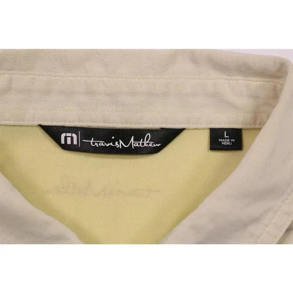 Travis Mathew Yellow Palm Tree Design Performance Golf Polo Shirt Large - Picture 7 of 9
